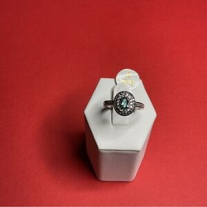 ⭐️Bomb Party RBP5272 “Forever Inspired” Topaz on Rhodium/Hematite Sz 7 Ring NWT